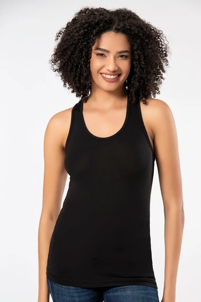 ERDEM İÇ GİYİM Weweus Siyah Süper Ince Doğal Bambu Lüks Sporcu Atlet Tshirt Body 2313 - Resim 4