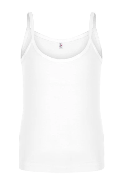 ERDEM İÇ GİYİM Erdem Beyaz Ribana Ip Askılı Kız Çocuk Atlet 4055 - Resim 2