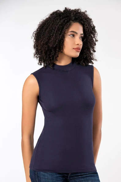 ERDEM İÇ GİYİM Weweus Lacivert Sıfır Kol Boğazlı Body 2112 - Resim 5