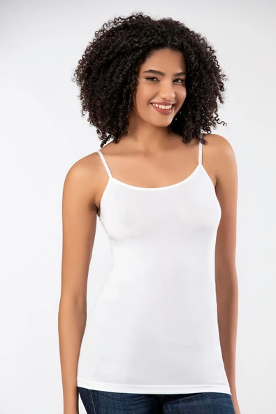 ERDEM İÇ GİYİM Weweus Beyaz Süper Ince Doğal Bambu Lüks Ip Askılı Atlet Tshirt Body 2310 - Resim 3