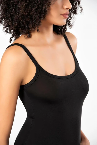 ERDEM İÇ GİYİM Weweus 3'lü Siyah Süper Ince Doğal Bambu Lüks Askılı Atlet 231203bmb - Resim 3