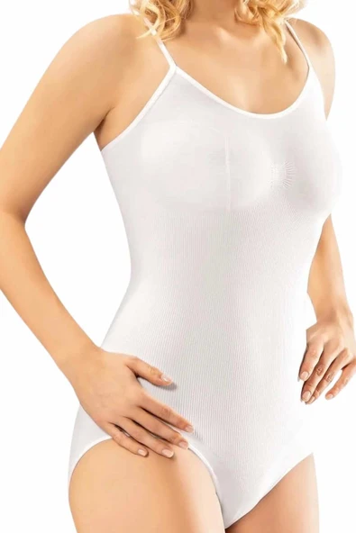 ERDEM İÇ GİYİM Erdem Siyah Kancalı Seamless Ince Askılı Korsajlı Body 616 - 1
