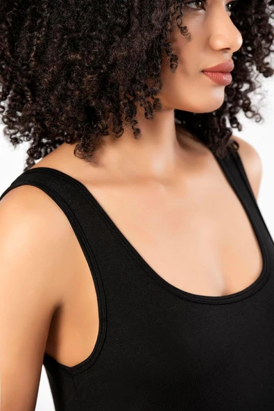 Weweus Siyah Micro Modal Premium Kadın Atlet Tshirt Body 2110 ürün görseli