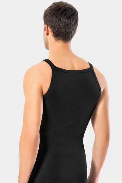 ERDEM İÇ GİYİM Erdem Siyah Ince Askılı Erkek Kaşkorse Atlet 1117 - Resim 6