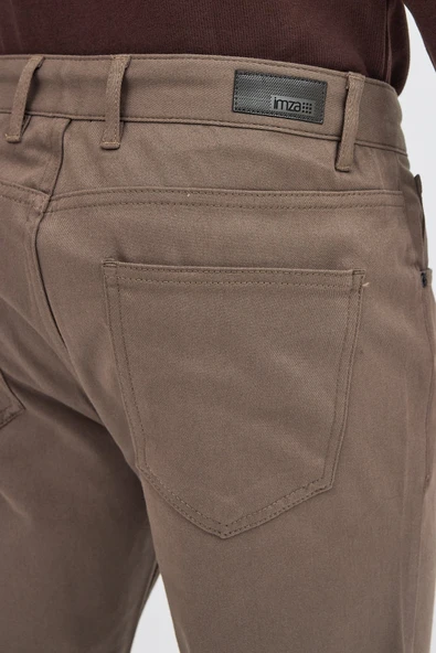 Haki 5 Cep  Düz Paça Pamuklu Slim Fit 5 Cep Casual Pantolon 1003255154 - Resim 6