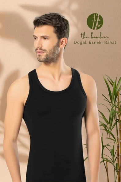 ERDEM İÇ GİYİM Weweus Siyah Erkek Süper Ince Doğal Bambu Lüks Sporcu Atlet 1115 - Resim 3