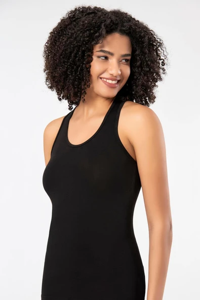 ERDEM İÇ GİYİM Weweus Siyah Süper Ince Doğal Bambu Lüks Sporcu Atlet Tshirt Body 2313 - Resim 6