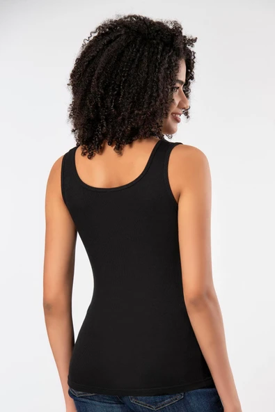 ERDEM İÇ GİYİM Weweus Siyah Viskon Kaşkorse Yumuşak Dokulu Atlet Body Tişört 2106 - Resim 2