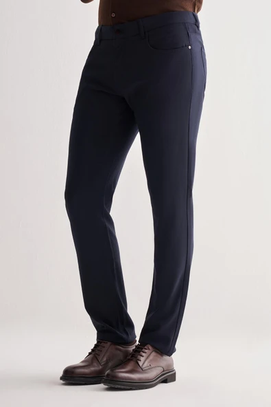 Lacivert 5 Cep  Düz Paça Esnek Slim Fit  Casual Pantolon 1003255157 - 3