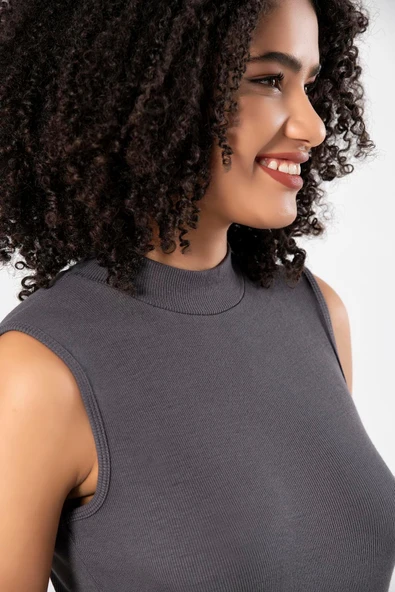 ERDEM İÇ GİYİM Weweus Antrasit Sıfır Kol Boğazlı Body 2112 - Resim 3