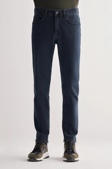 Koyu Lacivert Gabardin 5 Cep Düz Paça Casual Slim Fit Denim Pantolon 1023255153 ürün görseli