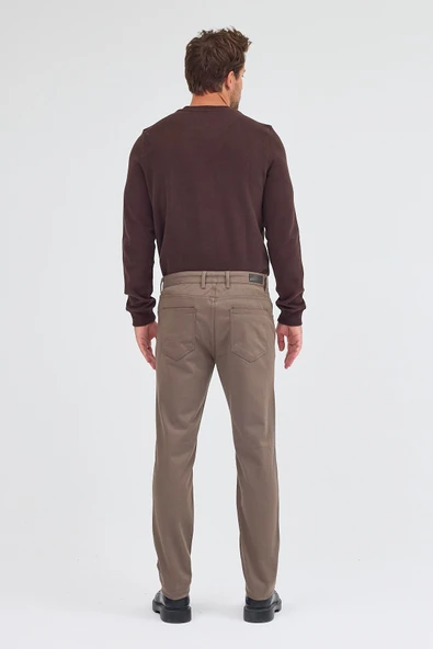 Haki 5 Cep  Düz Paça Pamuklu Slim Fit 5 Cep Casual Pantolon 1003255154 - Resim 5