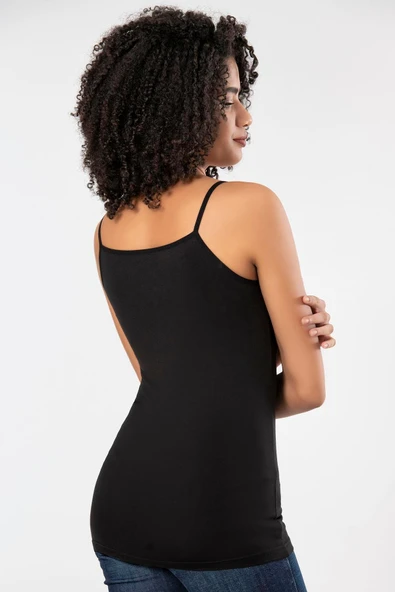 ERDEM İÇ GİYİM Weweus 3'lü Siyah Süper Ince Doğal Bambu Lüks Ip Askılı Atlet Tshirt Body 2310 - Resim 4