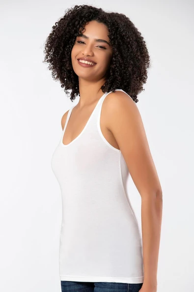 ERDEM İÇ GİYİM Weweus Beyaz Süper Ince Doğal Bambu Lüks Atlet Tshirt Body 2311 - Resim 3