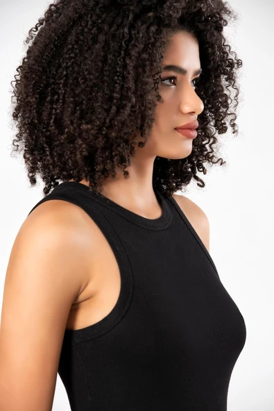 ERDEM İÇ GİYİM Weweus Siyah Viskon Kaşkorse Halter Yaka Yumuşak Dokulu Atlet Body Tişört 2107 - Resim 6