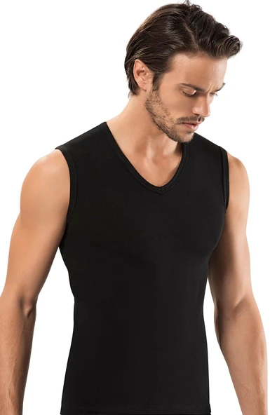 ERDEM İÇ GİYİM Erdem Siyah Slim Fit Kolsuz Derin V Yaka Atlet 1118 ürün görseli