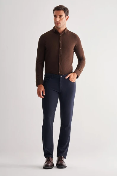 Lacivert 5 Cep  Düz Paça Esnek Slim Fit  Casual Pantolon 1003255157 - 2