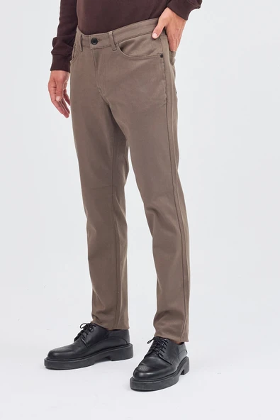 Haki 5 Cep  Düz Paça Pamuklu Slim Fit 5 Cep Casual Pantolon 1003255154 - Resim 3