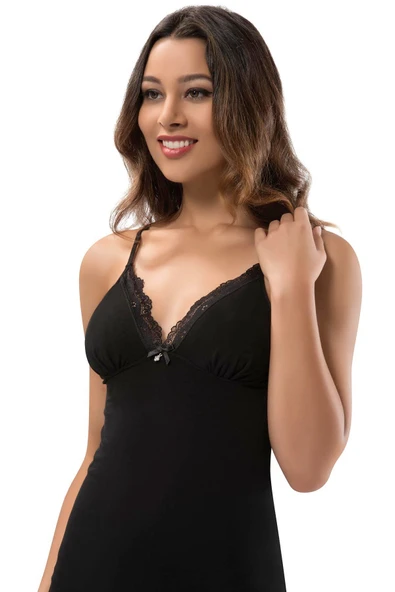 ERDEM İÇ GİYİM Siyah Erdem Iç Giyim Kadın Dantelli Atlet - Resim 4