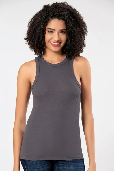 ERDEM İÇ GİYİM Weweus Antrasit Viskon Kaşkorse Halter Yaka Yumuşak Dokulu Atlet Body Tişört 2107 ürün görseli