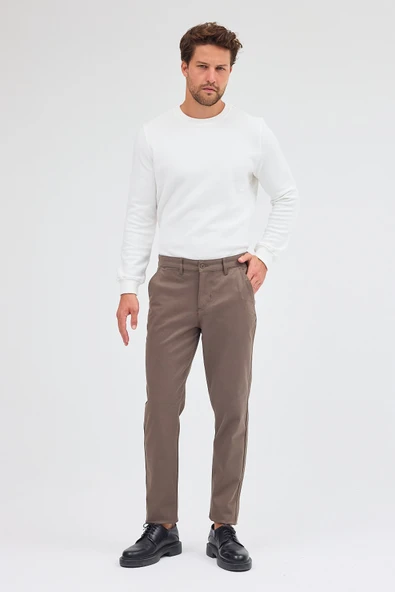 Haki Yan Cep Düz Paça Pamuklu Slim Fit Chino Casual Pantolon 1003255155 ürün görseli