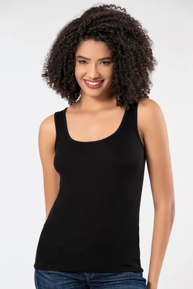 ERDEM İÇ GİYİM Weweus Siyah Viskon Kaşkorse Yumuşak Dokulu Atlet Body Tişört 2106 - Resim 6