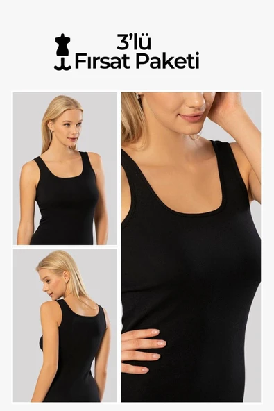 ERDEM İÇ GİYİM Erdem 3'lü Siyah Ribana Atlet 2105 ürün görseli