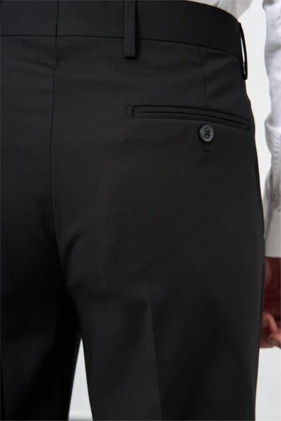 Siyah Esnek Yandan Cepli Comfort Fit Classic Pantolon 1003240914 - Resim 5