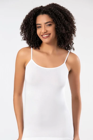 ERDEM İÇ GİYİM Weweus Beyaz Süper Ince Doğal Bambu Lüks Ip Askılı Atlet Tshirt Body 2310 - Resim 7