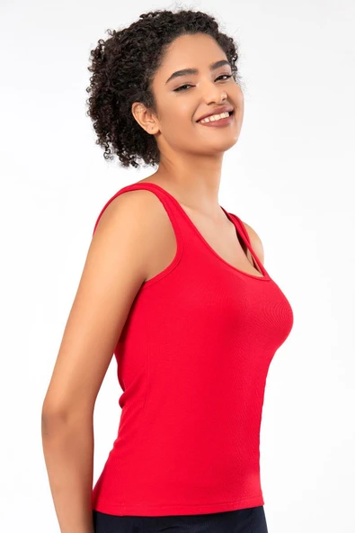 ERDEM İÇ GİYİM Erdem Weweus Kırmızı Viskon Kaşkorse Yumuşak Dokulu Atlet Body Tişört 2106 - Resim 3