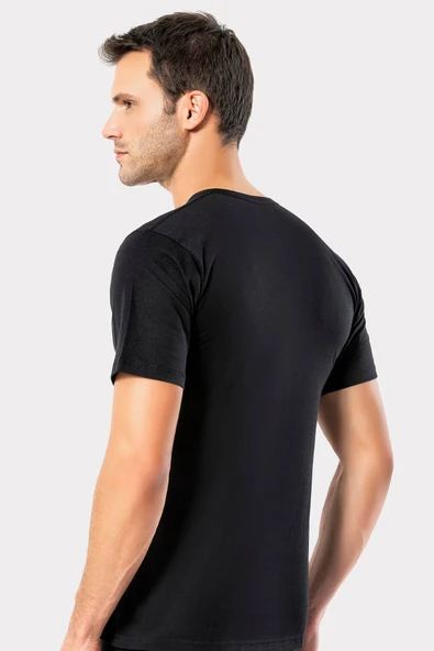 ERDEM İÇ GİYİM Erdem Siyah Penye O Yaka Tişört 1150 - Resim 6