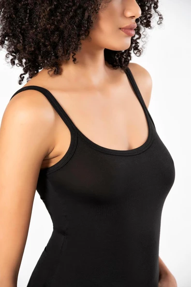 ERDEM İÇ GİYİM Weweus Siyah Süper Ince Doğal Bambu Lüks Askılı Atlet Tshirt Body 2312 ürün görseli