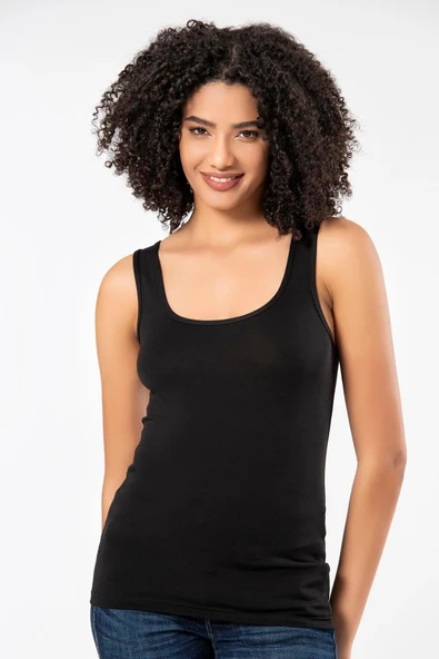 ERDEM İÇ GİYİM Weweus Siyah Süper Ince Doğal Bambu Lüks Atlet Tshirt Body 2311 - Resim 4