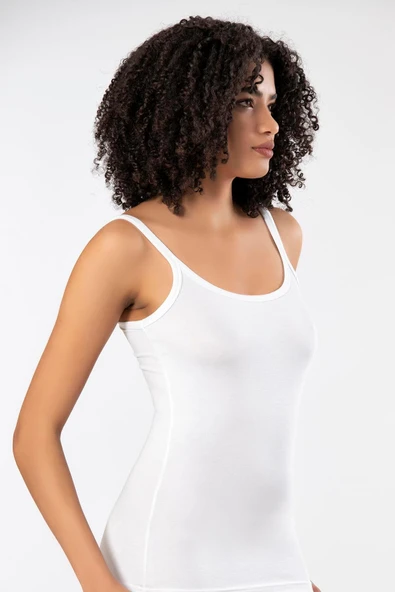 ERDEM İÇ GİYİM Weweus Beyaz Süper Ince Doğal Bambu Lüks Askılı Atlet Tshirt Body 2312 - Resim 5