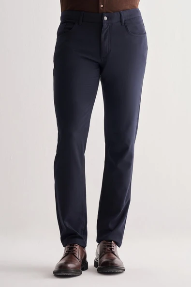 Lacivert 5 Cep  Düz Paça Esnek Slim Fit  Casual Pantolon 1003255157 - 1