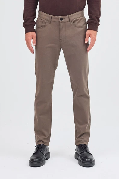 Haki 5 Cep  Düz Paça Pamuklu Slim Fit 5 Cep Casual Pantolon 1003255154 - Resim 2