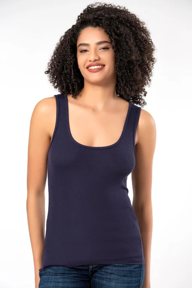 ERDEM İÇ GİYİM Erdem Weweus Lacivert Viskon Kaşkorse Yumuşak Dokulu Atlet Body Tişört 2106 - Resim 4