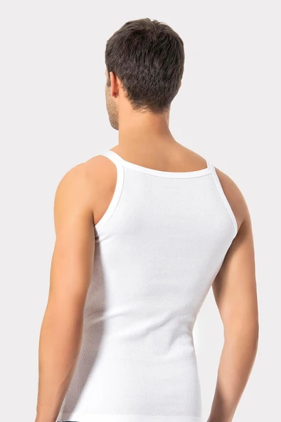 ERDEM İÇ GİYİM Erdem Beyaz Ince Askılı Erkek Kaşkorse Atlet 1117 - Resim 6