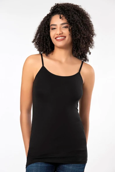 ERDEM İÇ GİYİM Weweus 3'lü Siyah Süper Ince Doğal Bambu Lüks Ip Askılı Atlet Tshirt Body 2310 - Resim 5