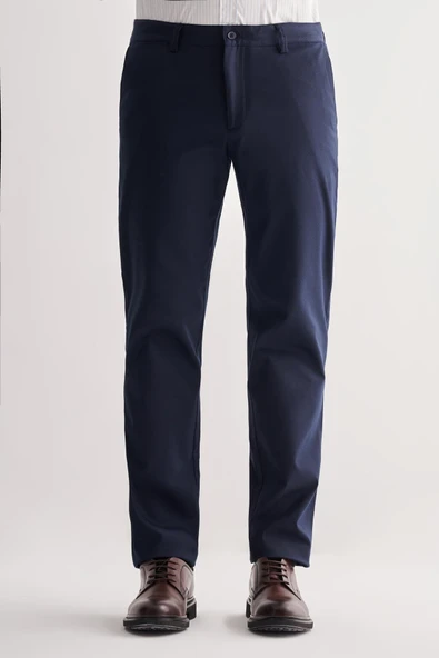 Lacivert Yan Cep Düz Paça Pamuklu Comfort Fit Chino Casual Pantolon 1003255167 ürün görseli