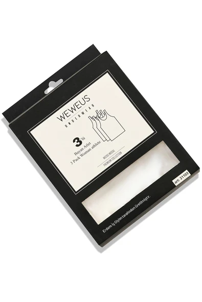 Weweus 3'lü Beyaz Micro Modal Premium Kadın Atlet Tshirt Body 21103 - Resim 5