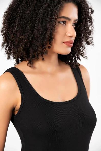 ERDEM İÇ GİYİM Weweus Siyah Viskon Kaşkorse Yumuşak Dokulu Atlet Body Tişört 2106 - Resim 5