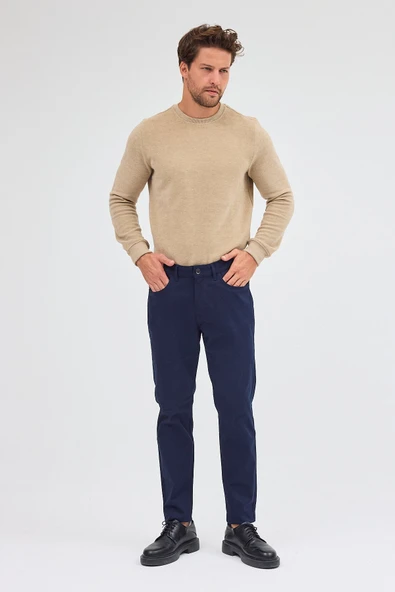 Koyu Lacivert 5 Cep  Düz Paça Pamuklu Slim Fit 5 Cep Casual Pantolon 1003255154 ürün görseli