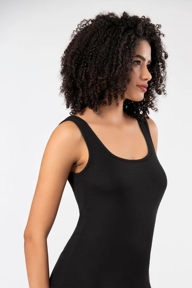 ERDEM İÇ GİYİM Weweus Siyah Viskon Kaşkorse Yumuşak Dokulu Atlet Body Tişört 2106 - Resim 4