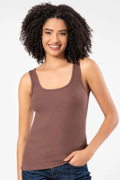 ERDEM İÇ GİYİM Erdem Weweus Kahve Viskon Kaşkorse Yumuşak Dokulu Atlet Body Tişört 2106 - Resim 5