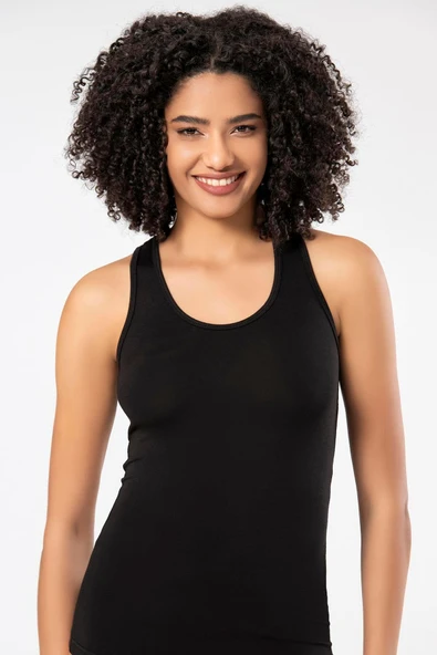 ERDEM İÇ GİYİM Weweus Siyah Süper Ince Doğal Bambu Lüks Sporcu Atlet Tshirt Body 2313 - Resim 7