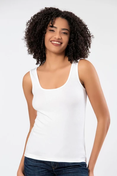 ERDEM İÇ GİYİM Erdem Weweus Beyaz Viskon Kaşkorse Yumuşak Dokulu Atlet Body Tişört 2106 - Resim 3