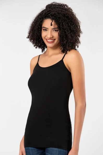 ERDEM İÇ GİYİM Weweus 3'lü Siyah Süper Ince Doğal Bambu Lüks Ip Askılı Atlet Tshirt Body 2310 - 6