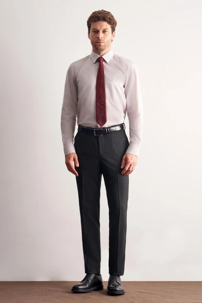 Taş Rengi Sert Yaka Uzun Kol Easy To Iron Comfort Fit Pamuklu Gömlek 1004255300 - Resim 2