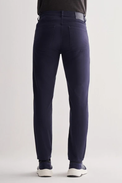 Koyu Lacivert Casual Slim Fit 5 cep Düz paça Pantolon 1003255320 - Resim 4